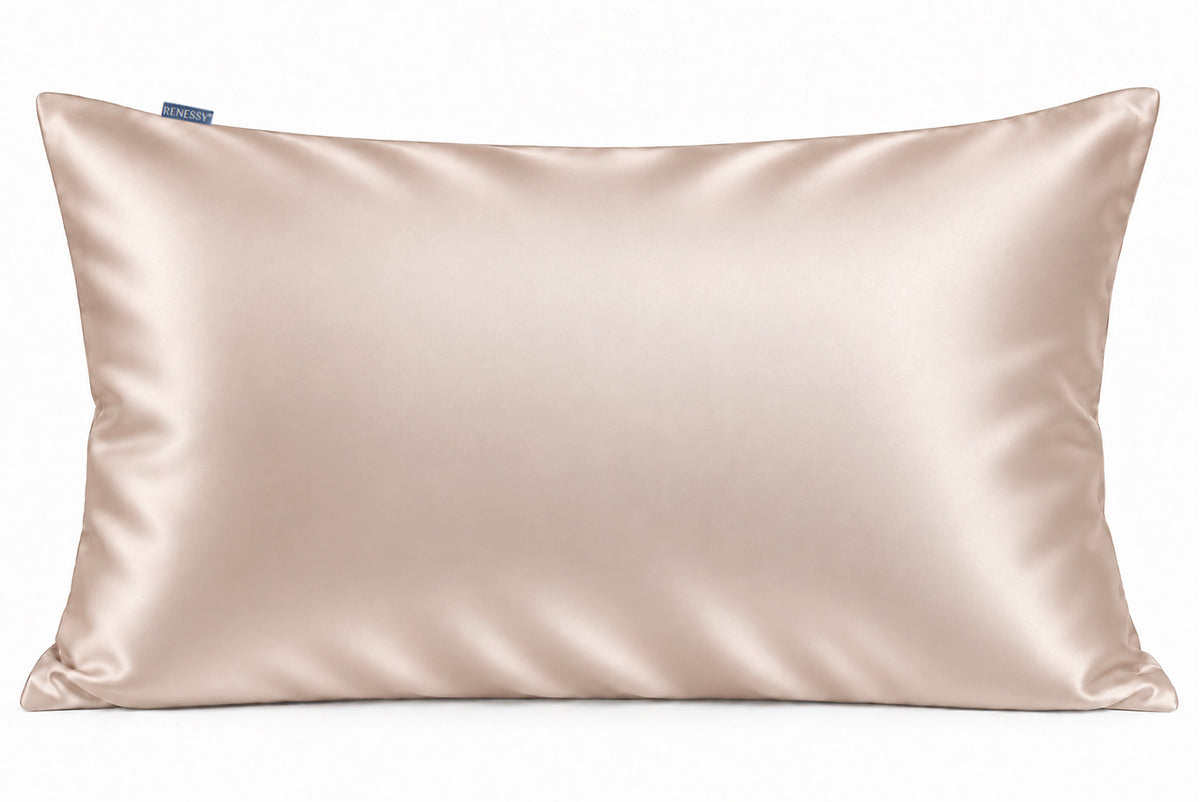 RENESSY Seidenkissenbezug 50x90cm aus 100% Bio-Maulbeerseide, 22 Momme – Champagne