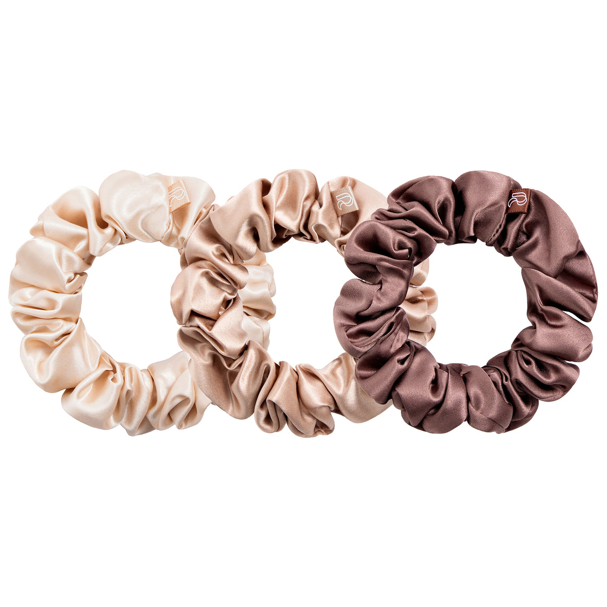 RENESSY Große Seiden-Scrunchies aus 100% Bio-Seide, 3er-Set, 22 Momme – Earth