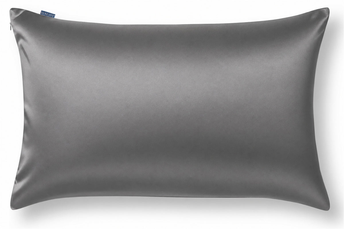 RENESSY Seidenkissenbezug aus 100% Bio-Seide, 22 Momme, 6A (80x80cm) – Graphite Grey