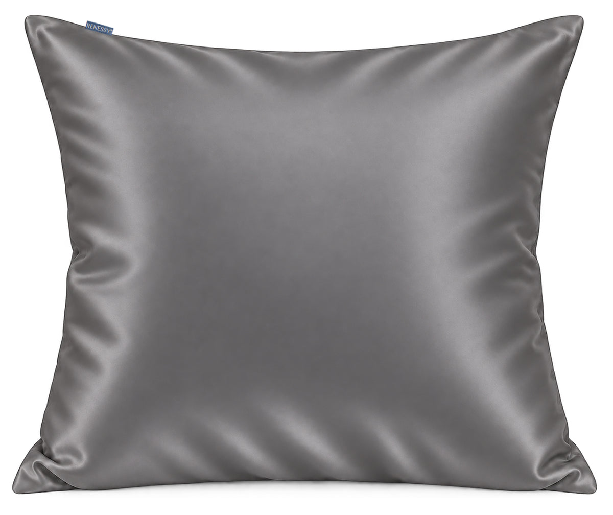 RENESSY Seidenkissenbezug 80x80cm aus 100% Bio-Maulbeerseide, 22 Momme – Graphite Grey