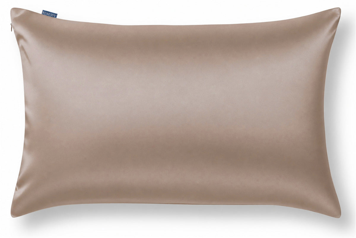 RENESSY Seidenkissenbezug aus 100% Bio-Seide, 22 Momme, 6A (50x70cm) – Warm Taupe