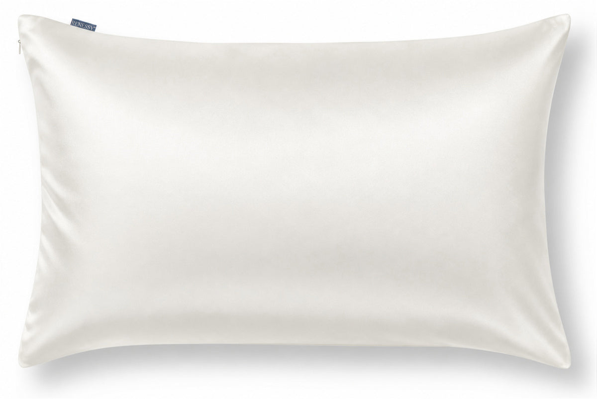RENESSY Seidenkissenbezug aus 100% Bio-Seide, 22 Momme, 6A (50x75cm) – Natural Silk Off-White