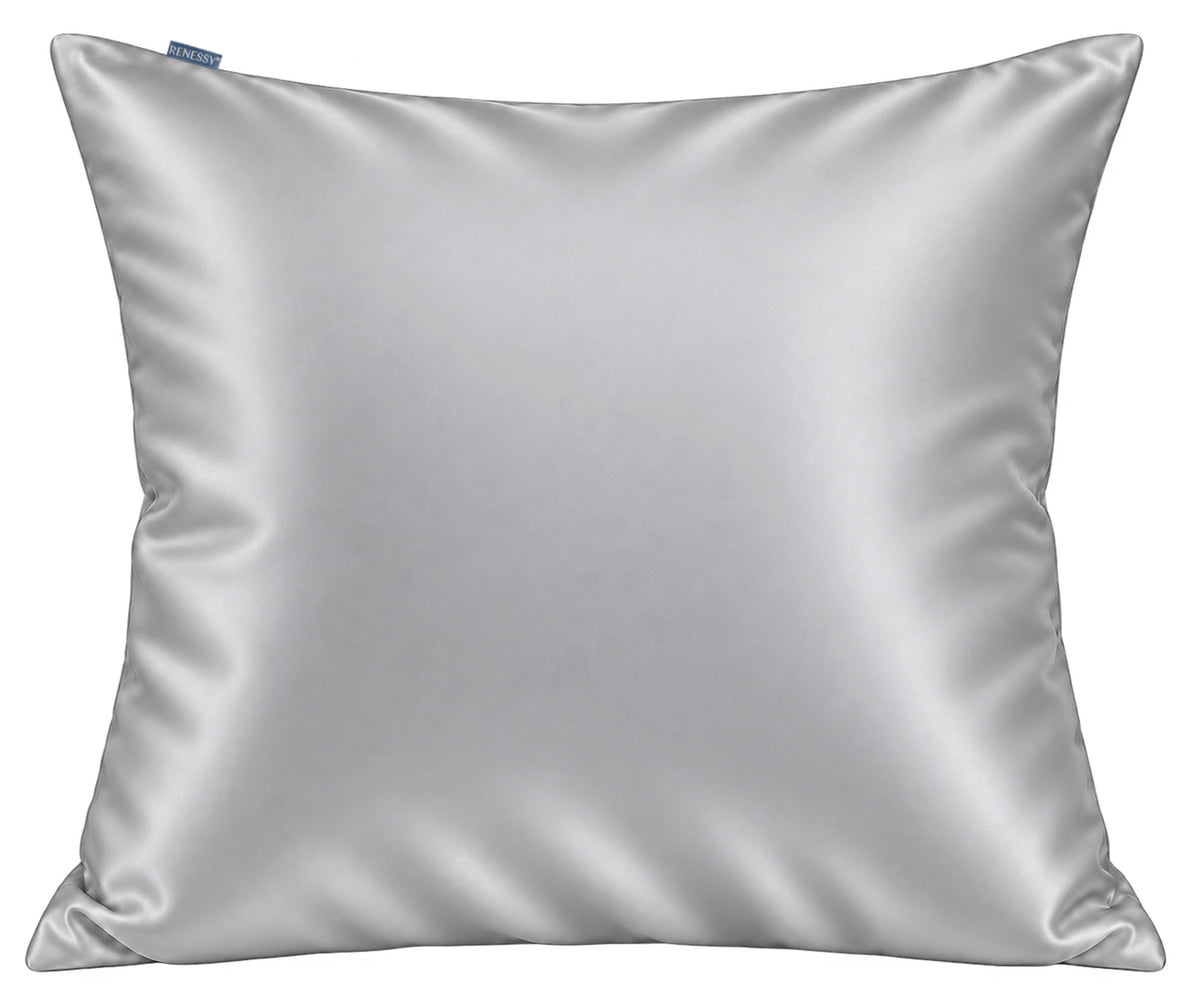RENESSY Seidenkissenbezug 80x80cm aus 100% Bio-Maulbeerseide, 22 Momme – Silver Grey