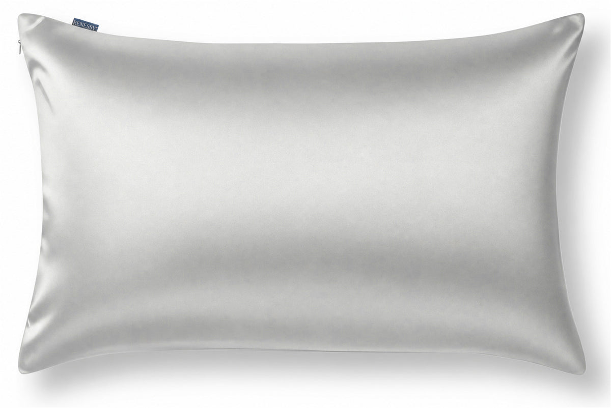 RENESSY Seidenkissenbezug aus 100% Bio-Seide, 22 Momme, 6A (50x70cm) – Light Grey