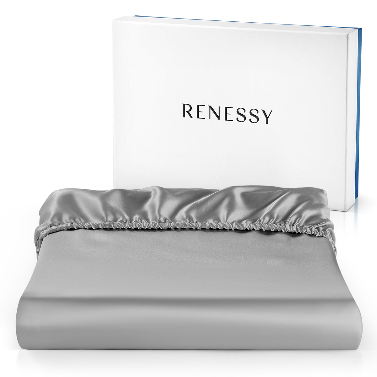 RENESSY Spannbettlaken aus 100% Bio-Seide, 22 Momme, 6A (160x200cm) – Graphite Grey