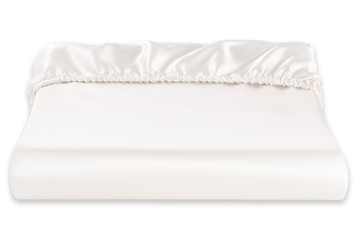 RENESSY Spannbettlaken aus 100% Bio-Seide, 22 Momme, 6A (180x200cm) – Natural Silk Off-White