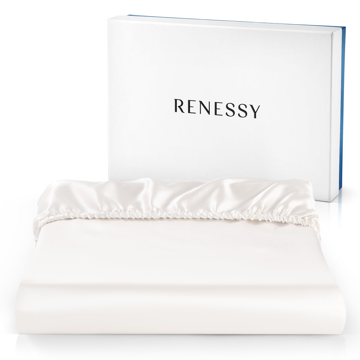 RENESSY Spannbettlaken aus 100% Bio-Seide, 22 Momme, 6A (140x200cm) – Natural Silk Off-White